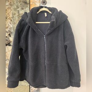 Fabletics Women's Black Hooded Sherpa Jacket